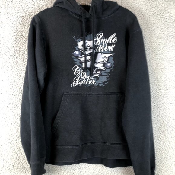 Y2k Smile Now Cry Later Graphic Hoodie Adult Size M/S Streetwear Chicano Wear - Picture 1 of 5